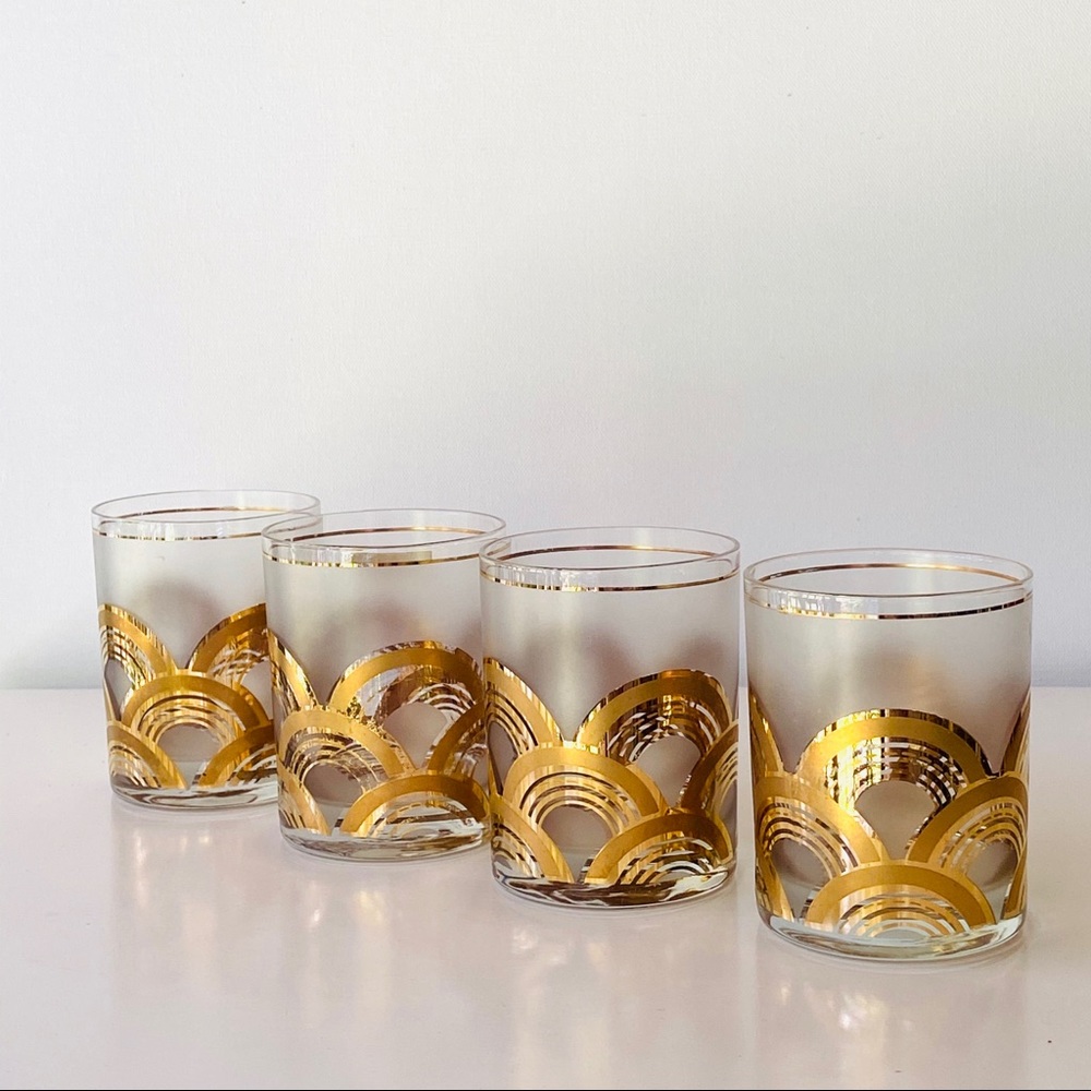 🐚SOLD🐚VTG Rainbow Culver 22K Gold Set of 4 MCM